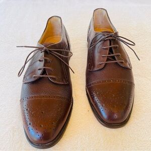 Vito Rufolo Brown Leather Men’s Oxford Lace Up Shoes Made In Italy 8.5